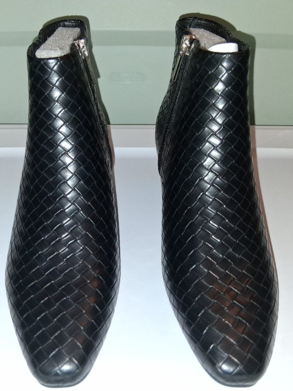 Women's Black Woven Ankle Boots